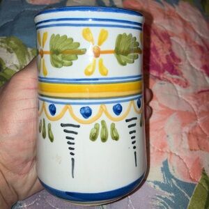 TALAVERA SPAIN HAND CRAFTED POTTERY COLORFUL Tubular Vase